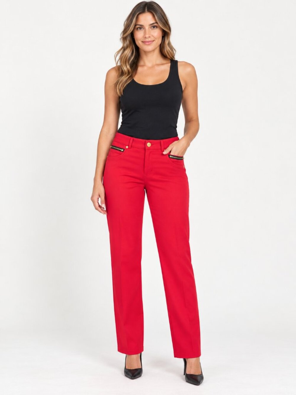 Red Slim Ankle Pants